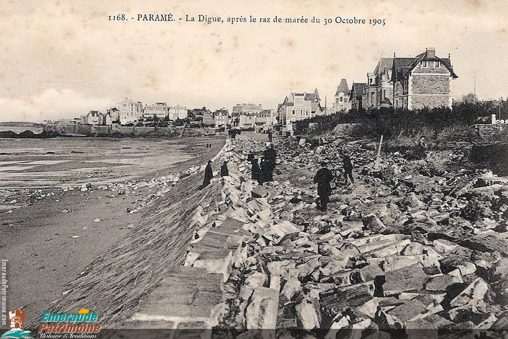 Digue de Paramé après le raz de marée de 1905